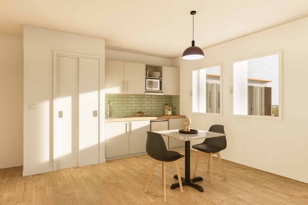 Cuisine tout confort au sein du T2, résidence Marianne Saint-Flour